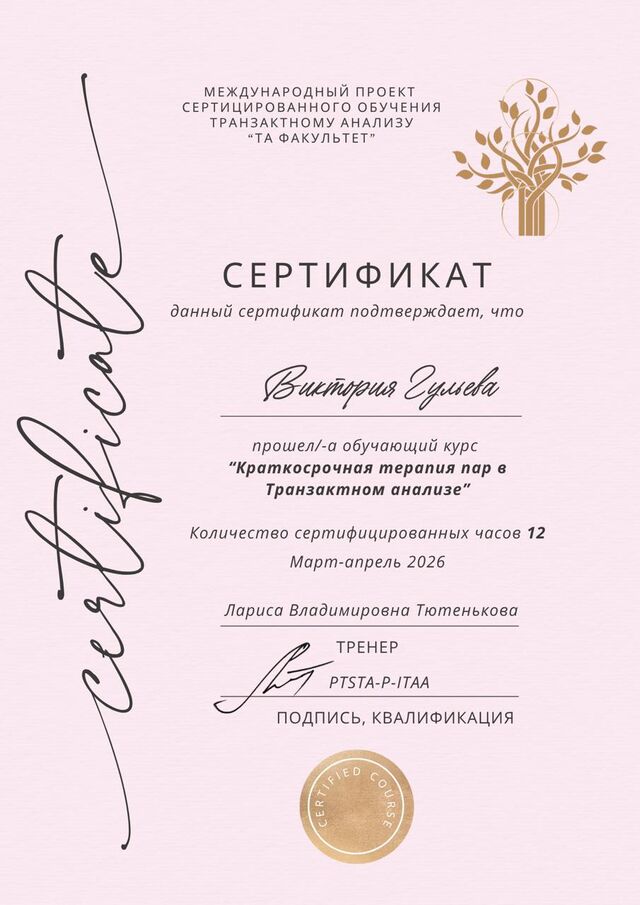 Сертификат «ТА Факультет»